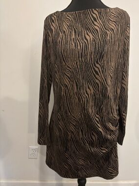 Ann Taylor Brown & Black Zebra-Print Knit Sweater Dress size L